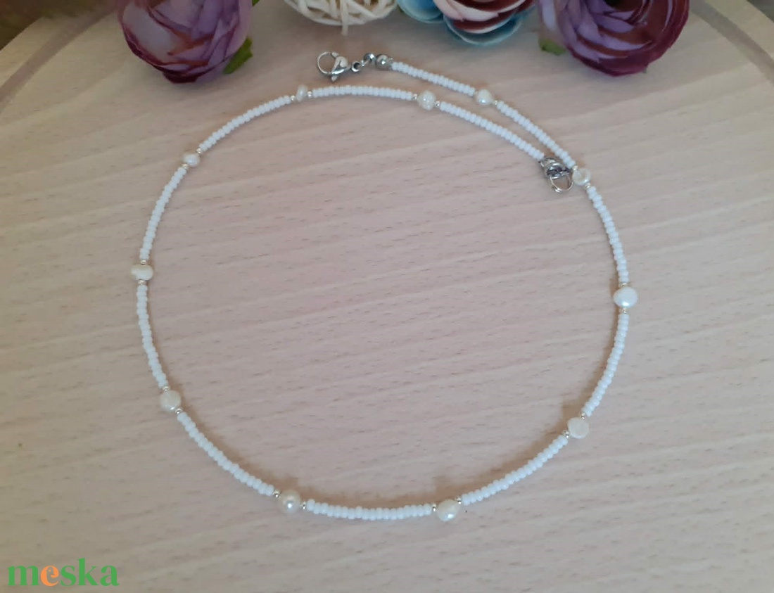 Choker nyaklánc - Rövid nyaklánc -  40,5 cm hosszú  - ékszer - nyaklánc - gyöngyös nyaklánc - Meska.hu