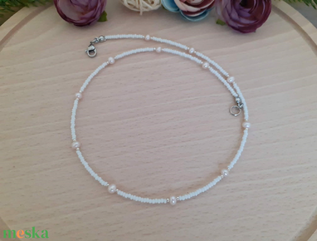 Choker nyaklánc - Rövid nyaklánc - 44 cm hosszú  - ékszer - nyaklánc - gyöngyös nyaklánc - Meska.hu