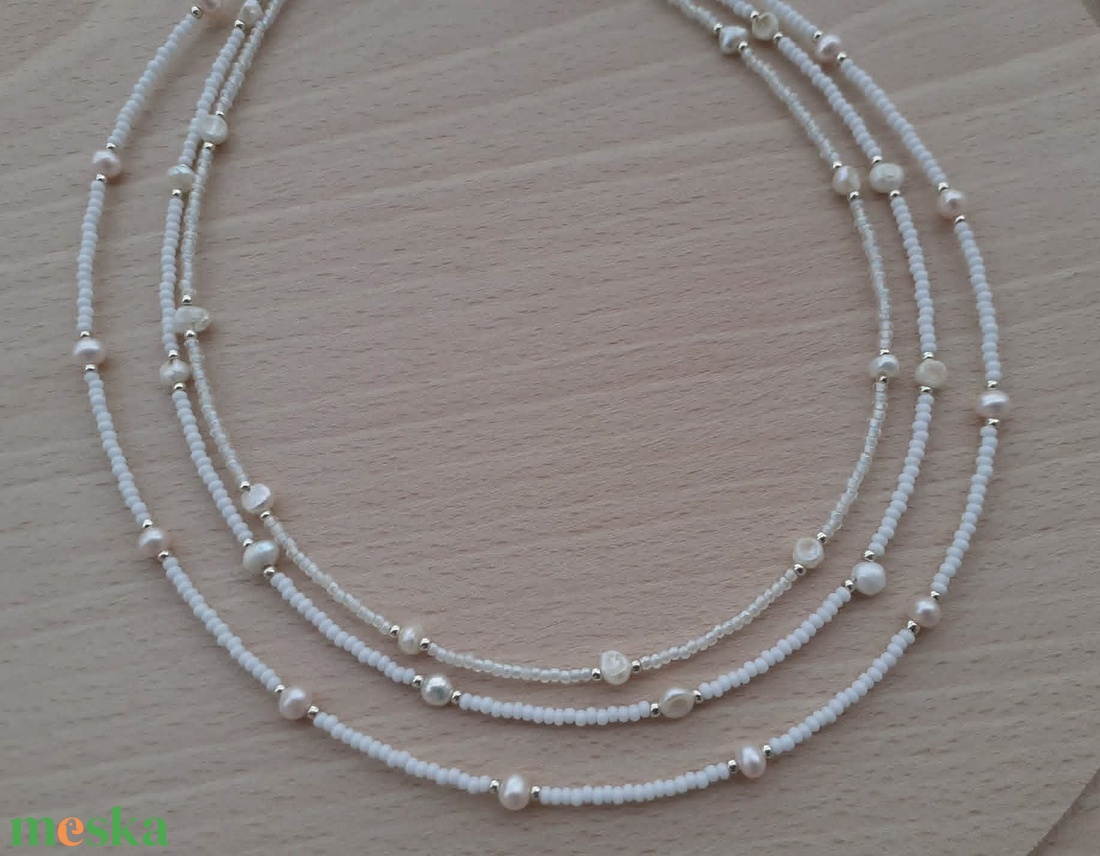 Choker nyaklánc - Rövid nyaklánc - 44 cm hosszú  - ékszer - nyaklánc - gyöngyös nyaklánc - Meska.hu