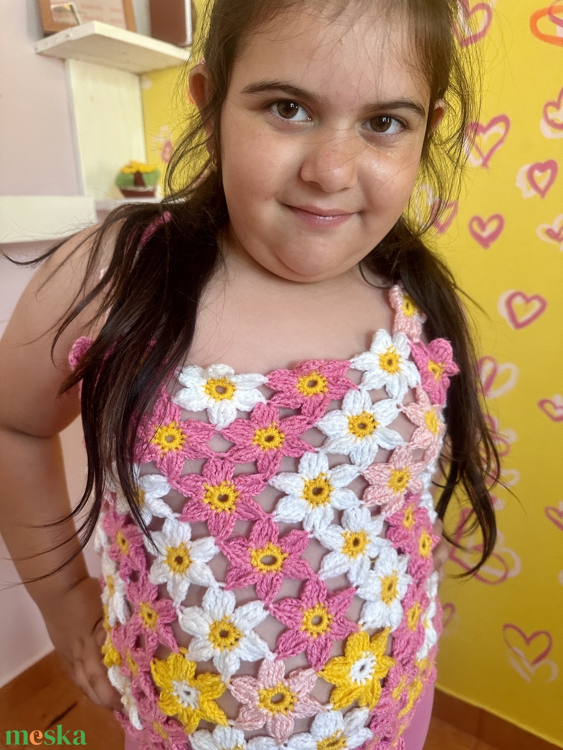 Horgolt virágos felső - ruha & divat - gyerekruha - Meska.hu