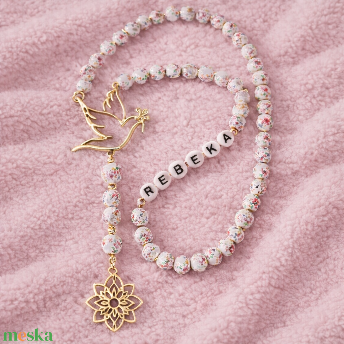 Névre szóló rózsafüzér - esküvő - emlék & ajándék - nászajándék - ceremónia szett - Meska.hu