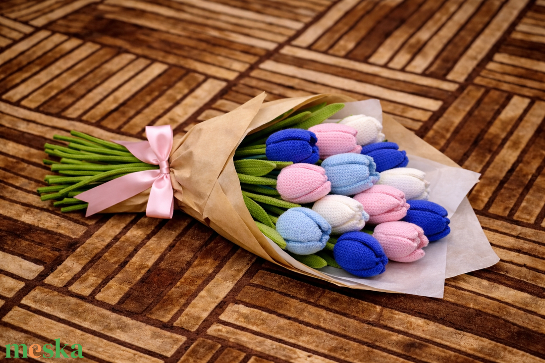 Horgolt Tulipán Csokor - otthon & életmód - dekoráció - asztal és polc dekoráció - asztaldísz - Meska.hu