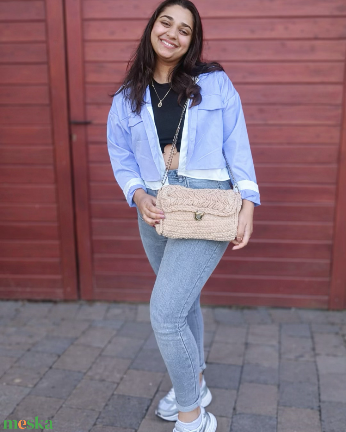 Nicoletta Horgolt Táska-kézzel készült női válltáska, láncos pánttal - táska & tok - kézitáska & válltáska - alkalmi táska - Meska.hu