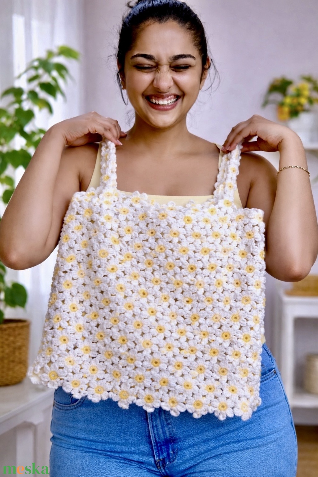 Margaréta felső � horgolt virágmintás nyári top - ruha & divat - női ruha - top - Meska.hu