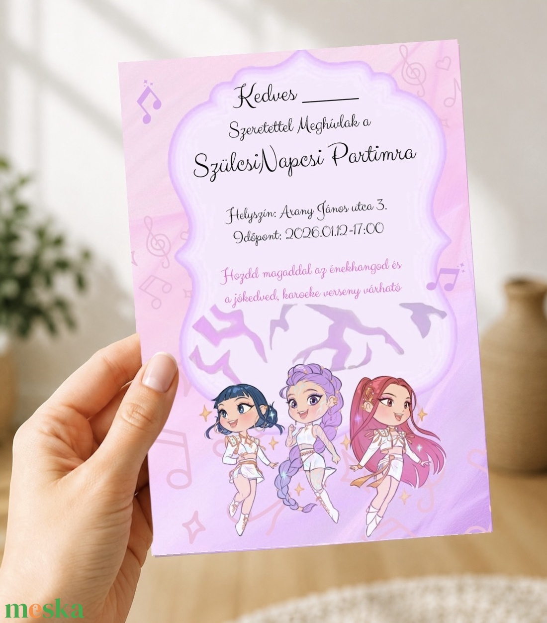 Mesebeli születésnapi meghívók - K-Pop Démonvadászok, Unicornis - otthon & életmód - papír, írószer - meghívó - születésnapi meghívó - Meska.hu