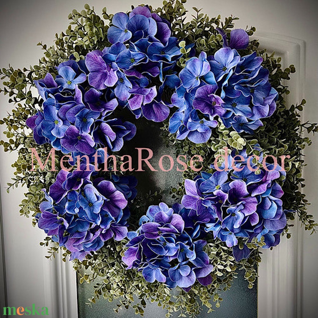 Hortenziás kopogtató ajtódísz - otthon & életmód - virágdekoráció - virágdíszek - dekor koszorúk, kopogtatók - Meska.hu