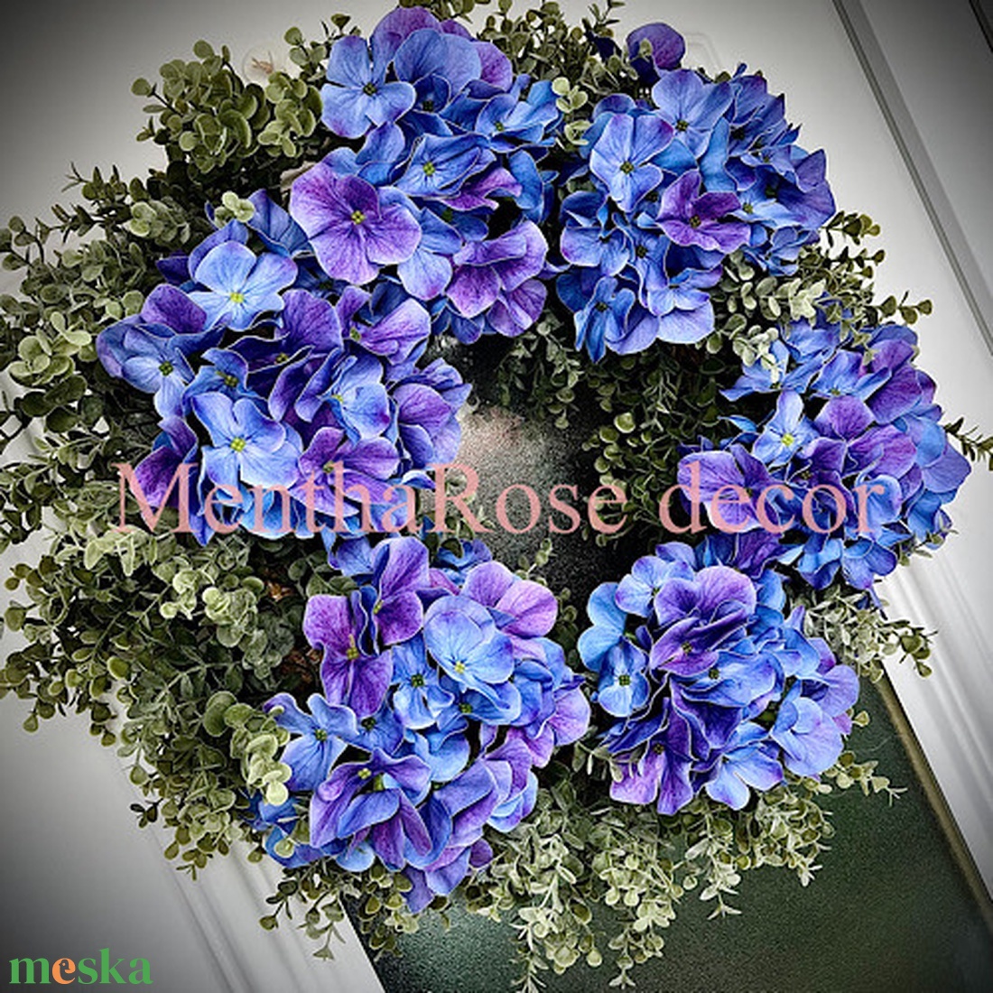 Hortenziás kopogtató ajtódísz - otthon & életmód - virágdekoráció - virágdíszek - dekor koszorúk, kopogtatók - Meska.hu