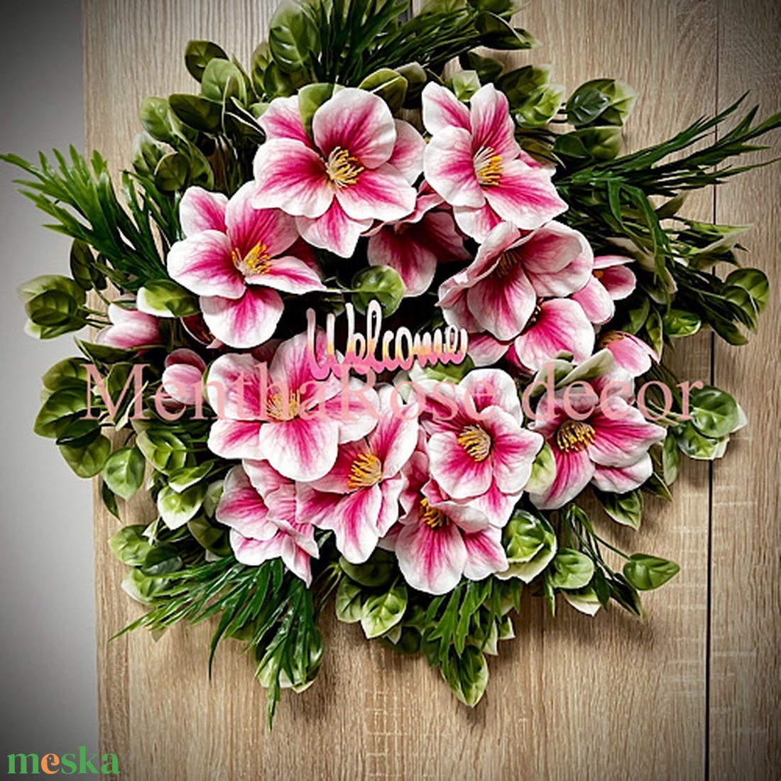 Magnóliás kopogtató ajtódísz - otthon & életmód - virágdekoráció - virágdíszek - dekor koszorúk, kopogtatók - Meska.hu