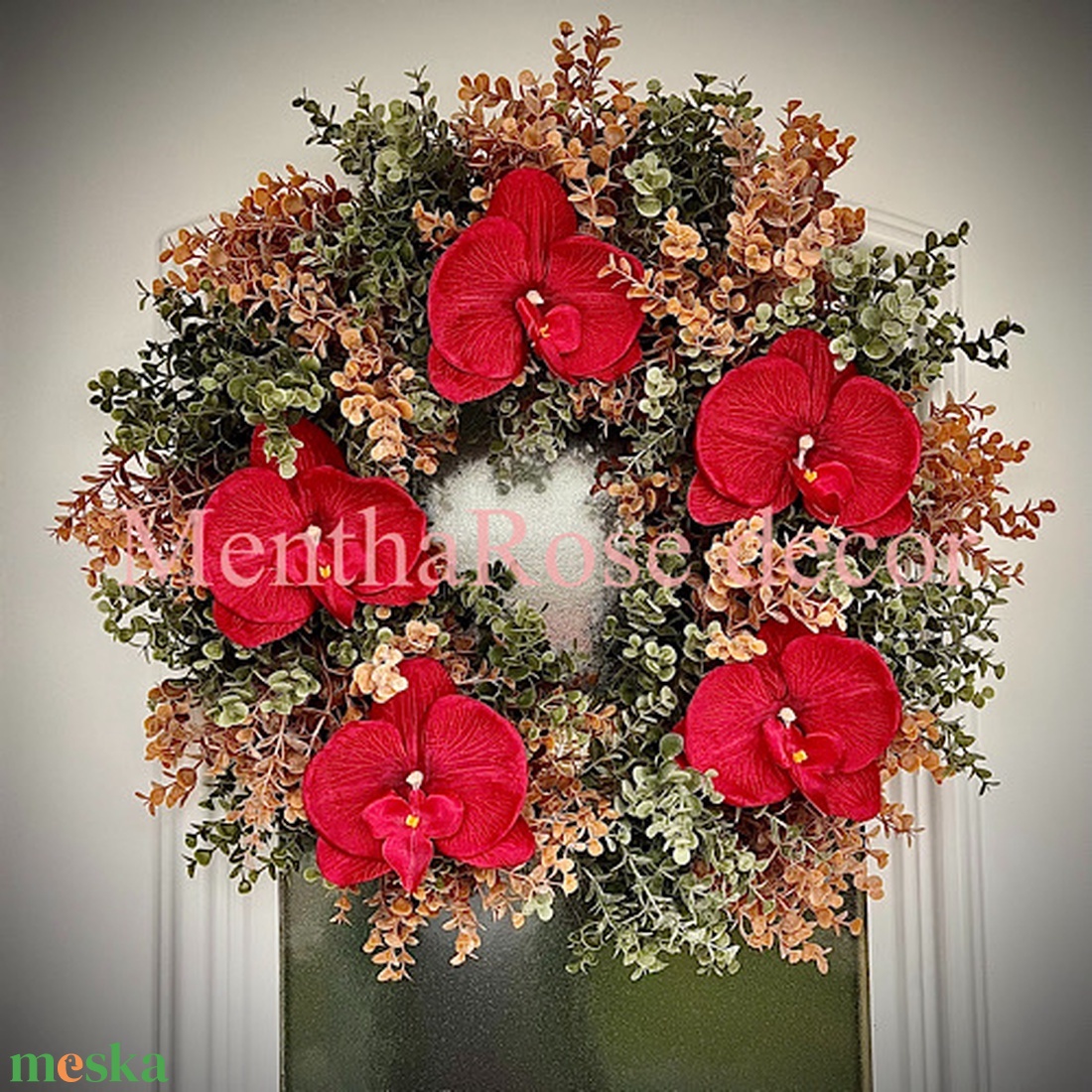 Orchideás kopogtató ajtódísz - otthon & életmód - virágdekoráció - virágdíszek - dekor koszorúk, kopogtatók - Meska.hu