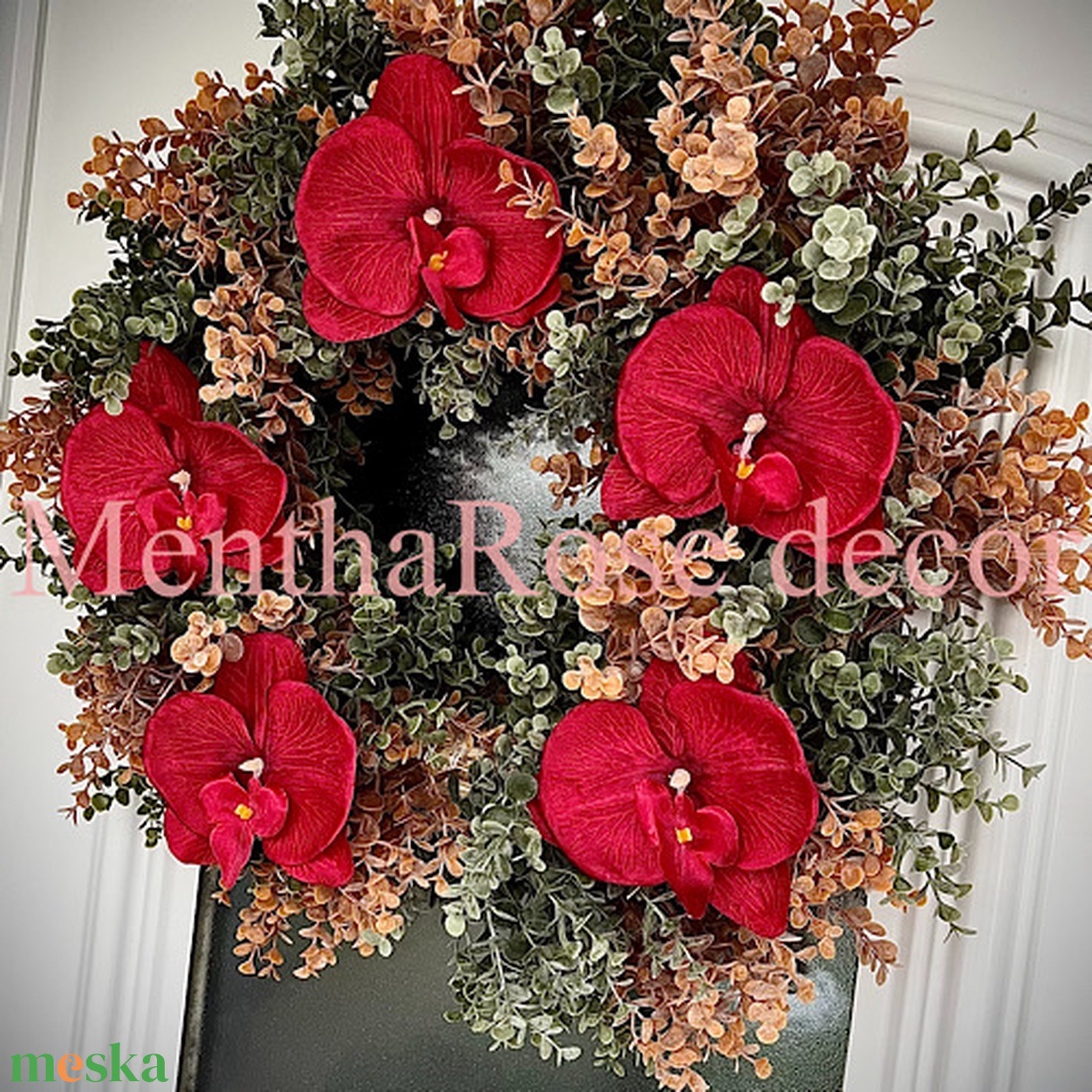 Orchideás kopogtató ajtódísz - otthon & életmód - virágdekoráció - virágdíszek - dekor koszorúk, kopogtatók - Meska.hu