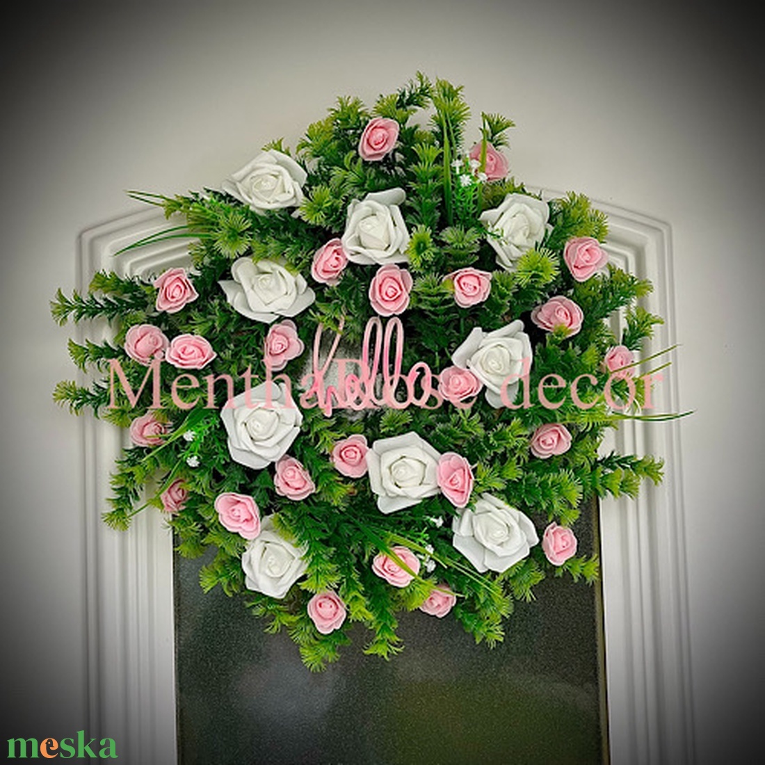 Rózsás kopogtató ajtódísz - otthon & életmód - virágdekoráció - virágdíszek - dekor koszorúk, kopogtatók - Meska.hu