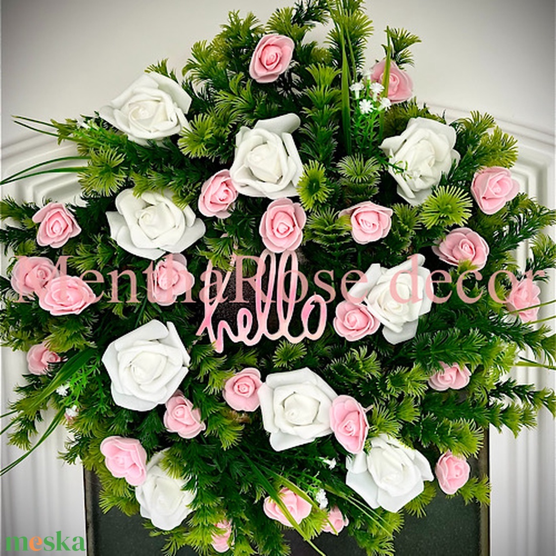 Rózsás kopogtató ajtódísz - otthon & életmód - virágdekoráció - virágdíszek - dekor koszorúk, kopogtatók - Meska.hu