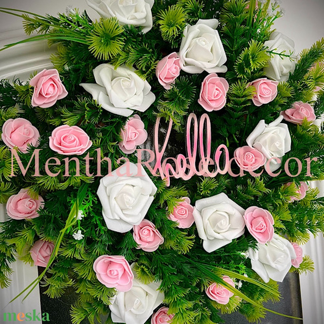 Rózsás kopogtató ajtódísz - otthon & életmód - virágdekoráció - virágdíszek - dekor koszorúk, kopogtatók - Meska.hu