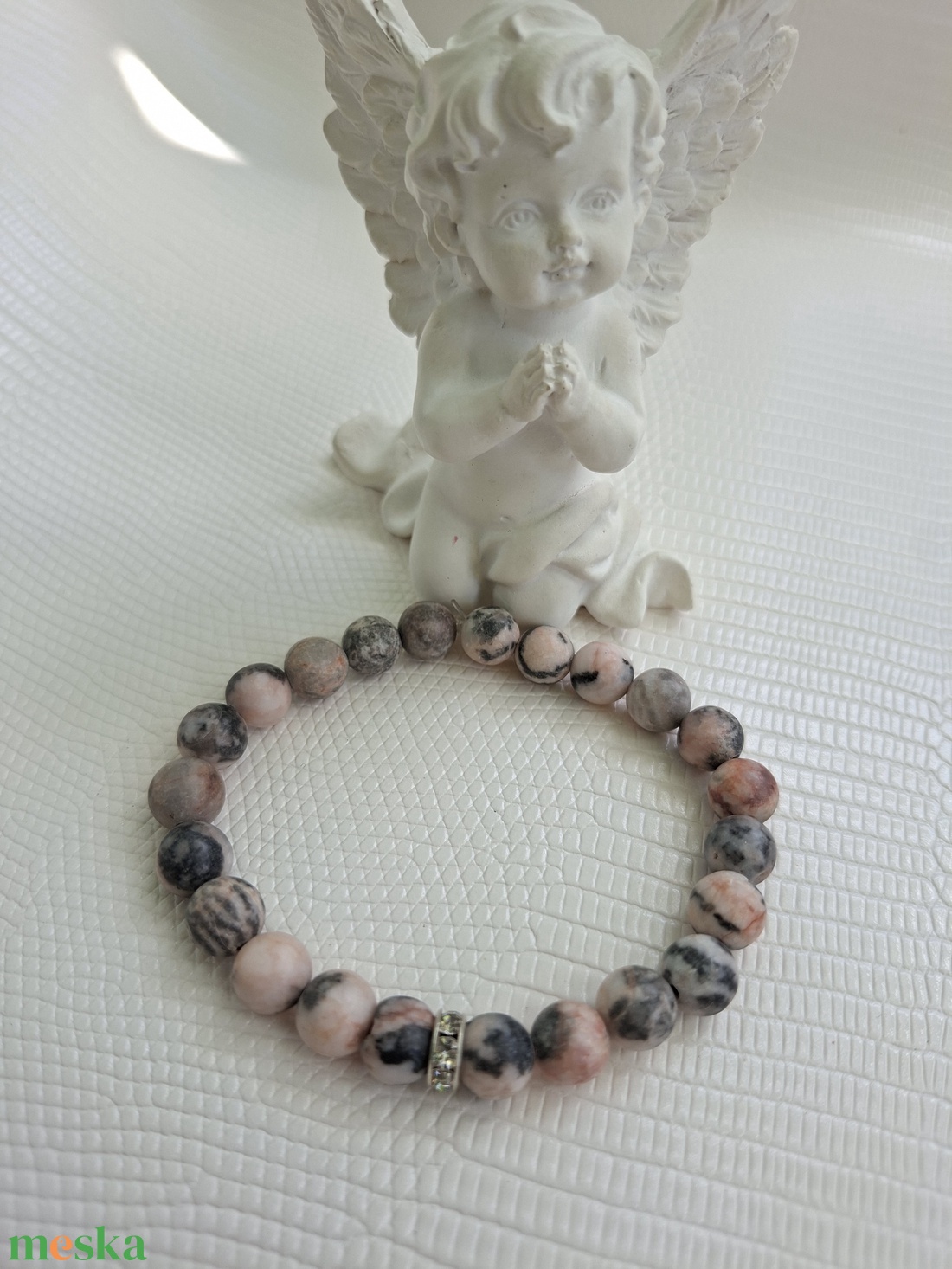 Rózsaszín zebra jáspis (Pink Zebra Jasper) - ékszer - karkötő - ásványkarkötő - Meska.hu