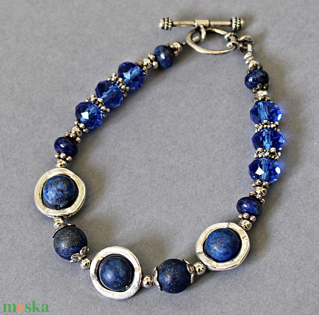 Galaxy - karkötő lapis lazulival, rusztikus karkötő, kék ásvány karkötő, - ékszer - karkötő - gyöngyös karkötő - Meska.hu Galaxy - karkötő lapis lazulival, rusztikus karkötő, kék ásvány karkötő, - ékszer - karkötő - gyöngyös karkötő - Meska.hu
