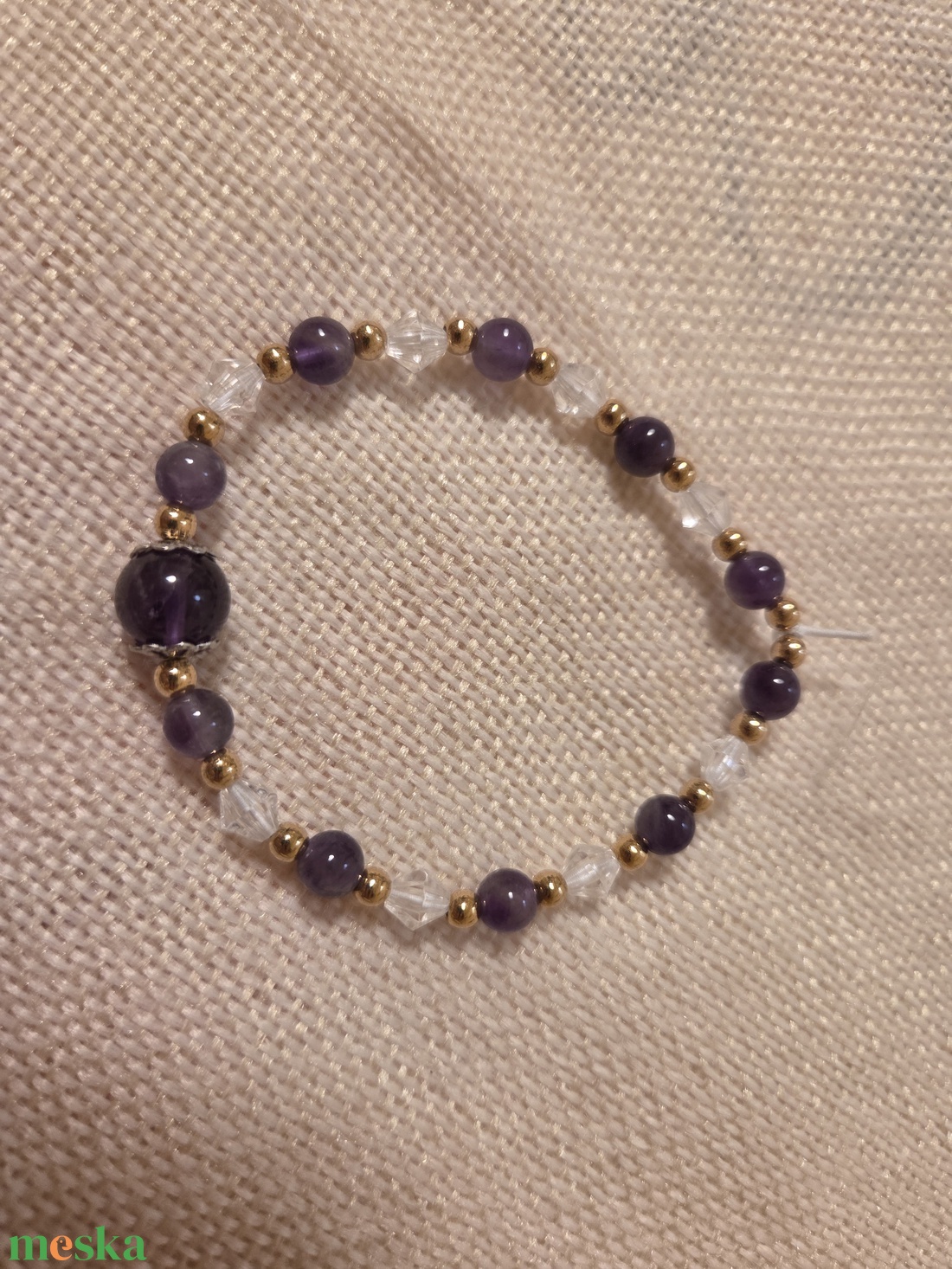 Ametiszt karkötő  - ékszer - karkötő - ásványkarkötő - Meska.hu