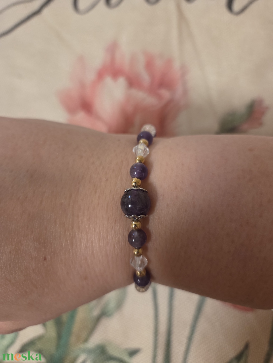 Ametiszt karkötő  - ékszer - karkötő - ásványkarkötő - Meska.hu