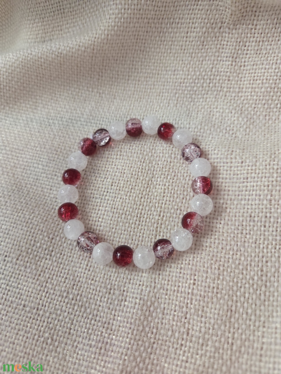 Tűz és jég ásványgyöngyből készült karkötő - ékszer - karkötő - ásványkarkötő - Meska.hu