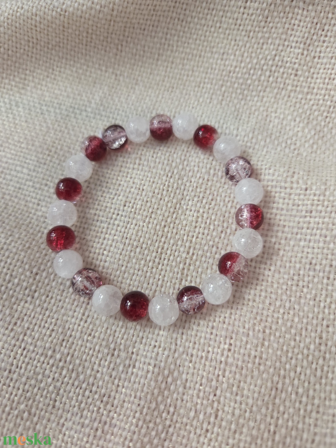 Tűz és jég ásványgyöngyből készült karkötő - ékszer - karkötő - ásványkarkötő - Meska.hu