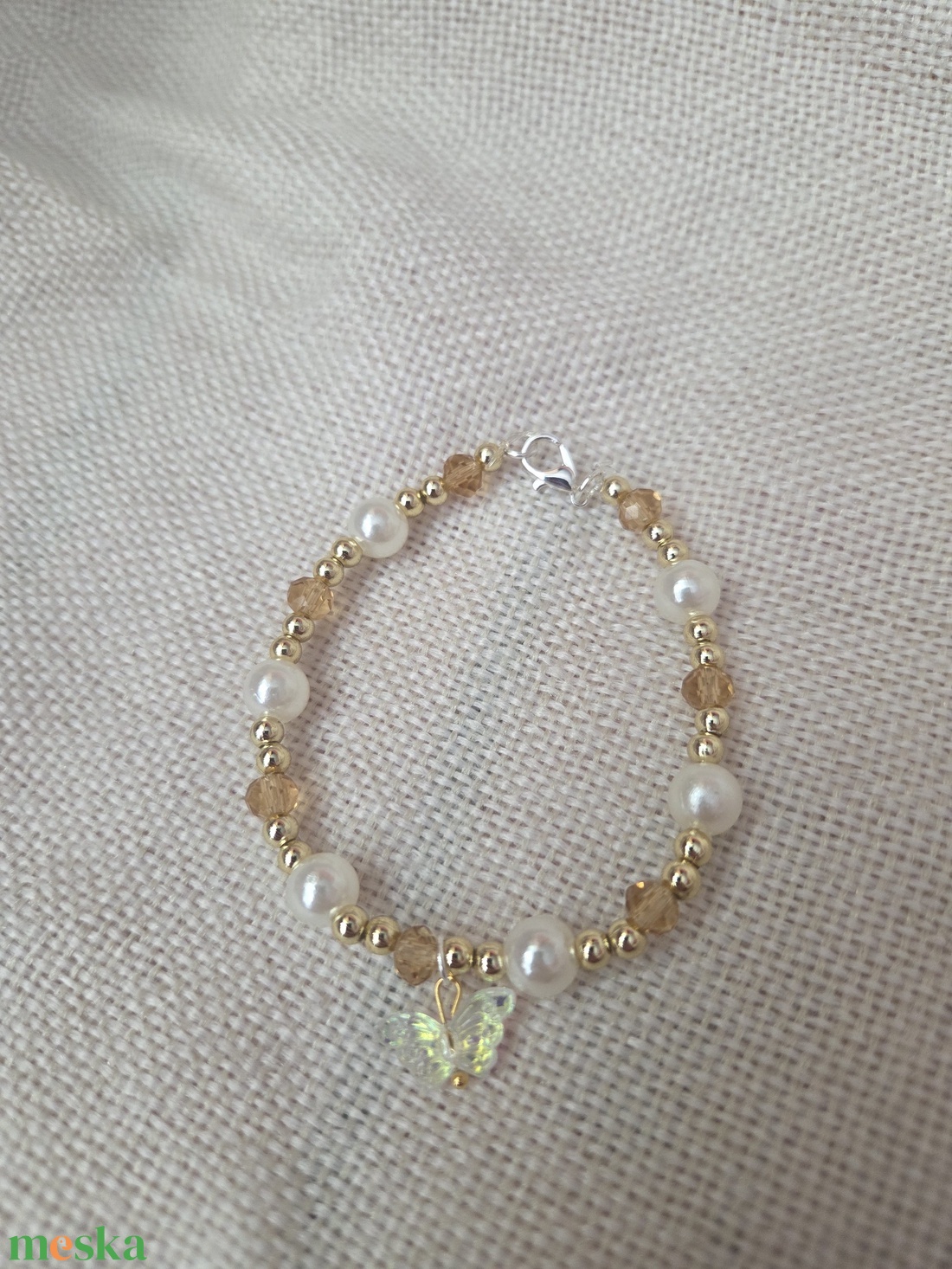 Tavaszi pillangó Szellő gyöngyből készült karkötő - ékszer - karkötő - gyöngyös karkötő - Meska.hu