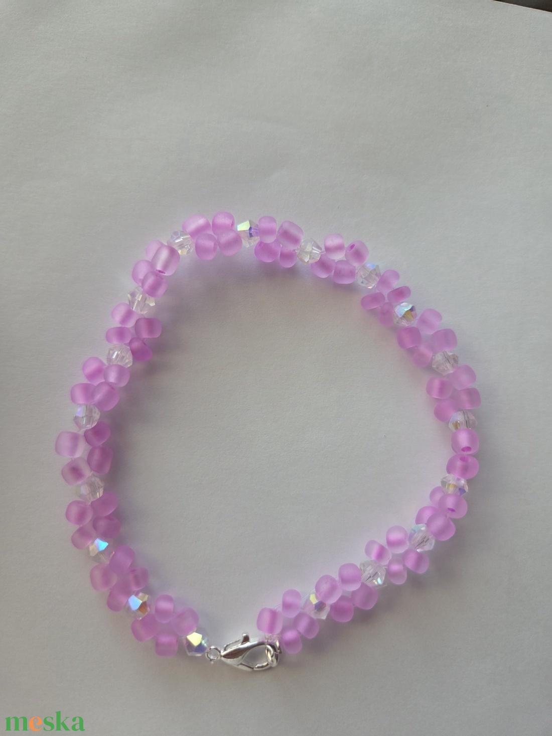 Gyöngyből készült rózsaszín karkötő  - ékszer - karkötő - gyöngyös karkötő - Meska.hu