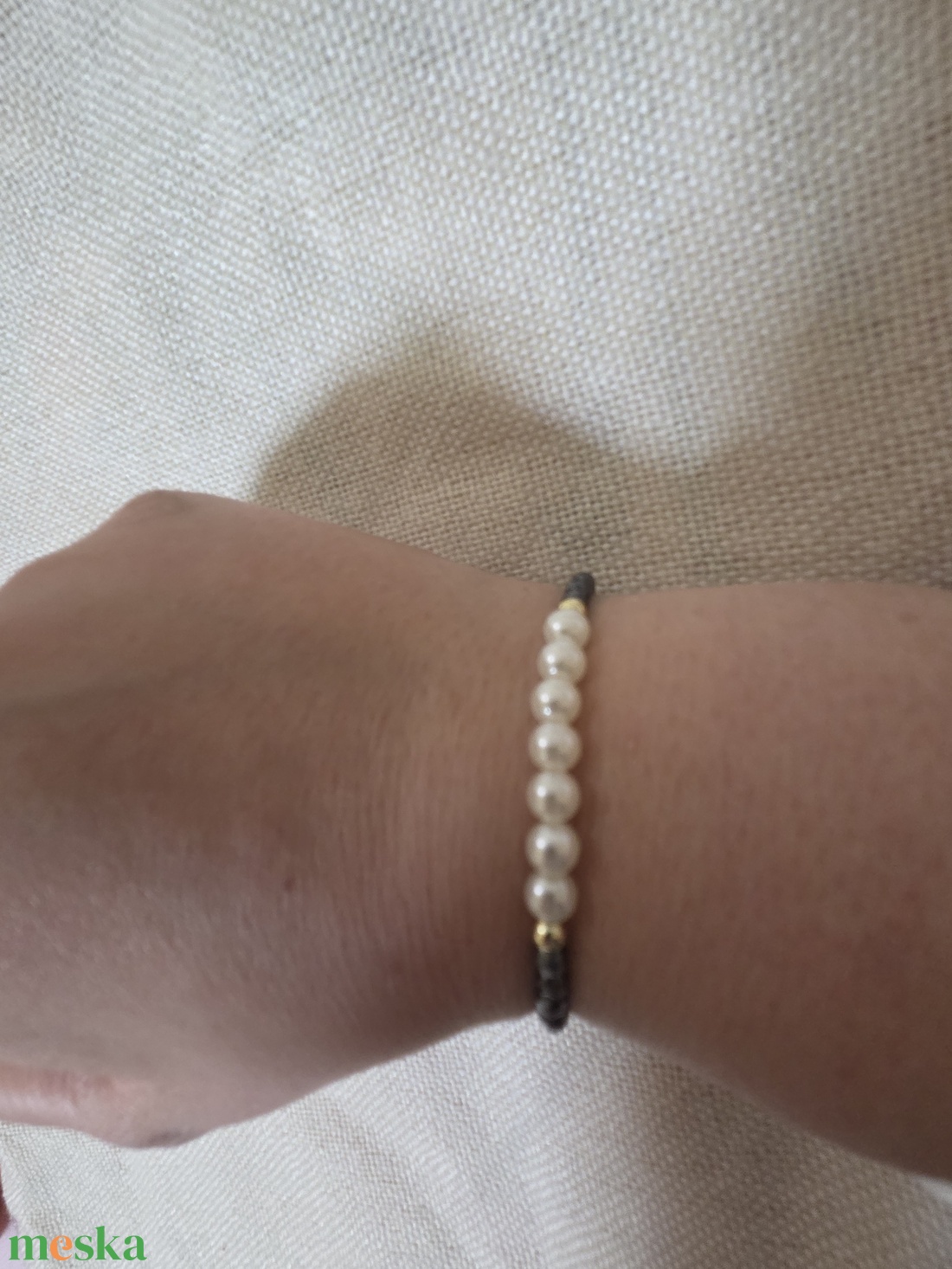 Hematit gyöngyből készült női karkötő  - ékszer - karkötő - gyöngyös karkötő - Meska.hu