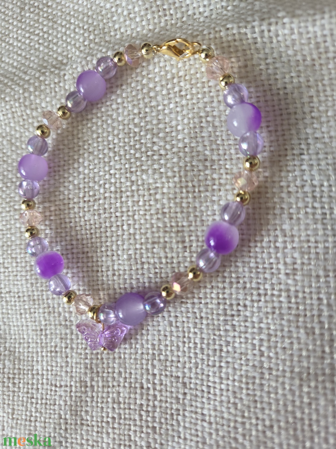 Tavaszi pillangó Orchidea gyöngyből készült karkötő - ékszer - karkötő - gyöngyös karkötő - Meska.hu