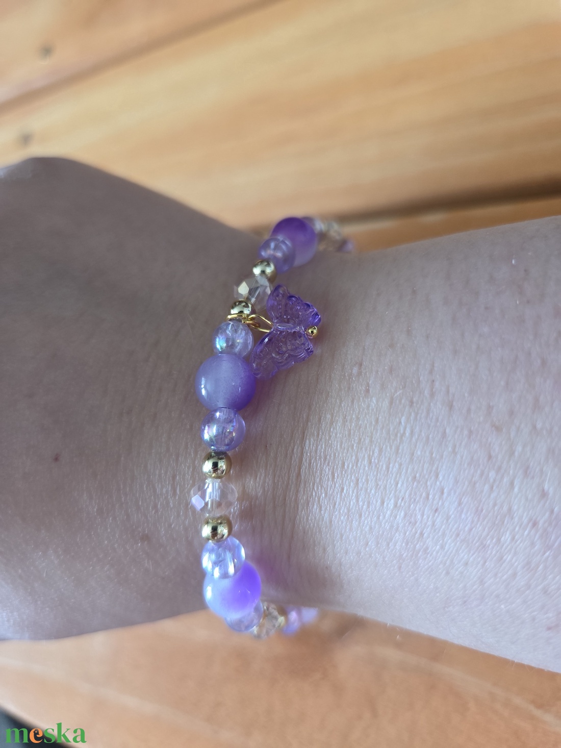 Tavaszi pillangó Orchidea gyöngyből készült karkötő - ékszer - karkötő - gyöngyös karkötő - Meska.hu