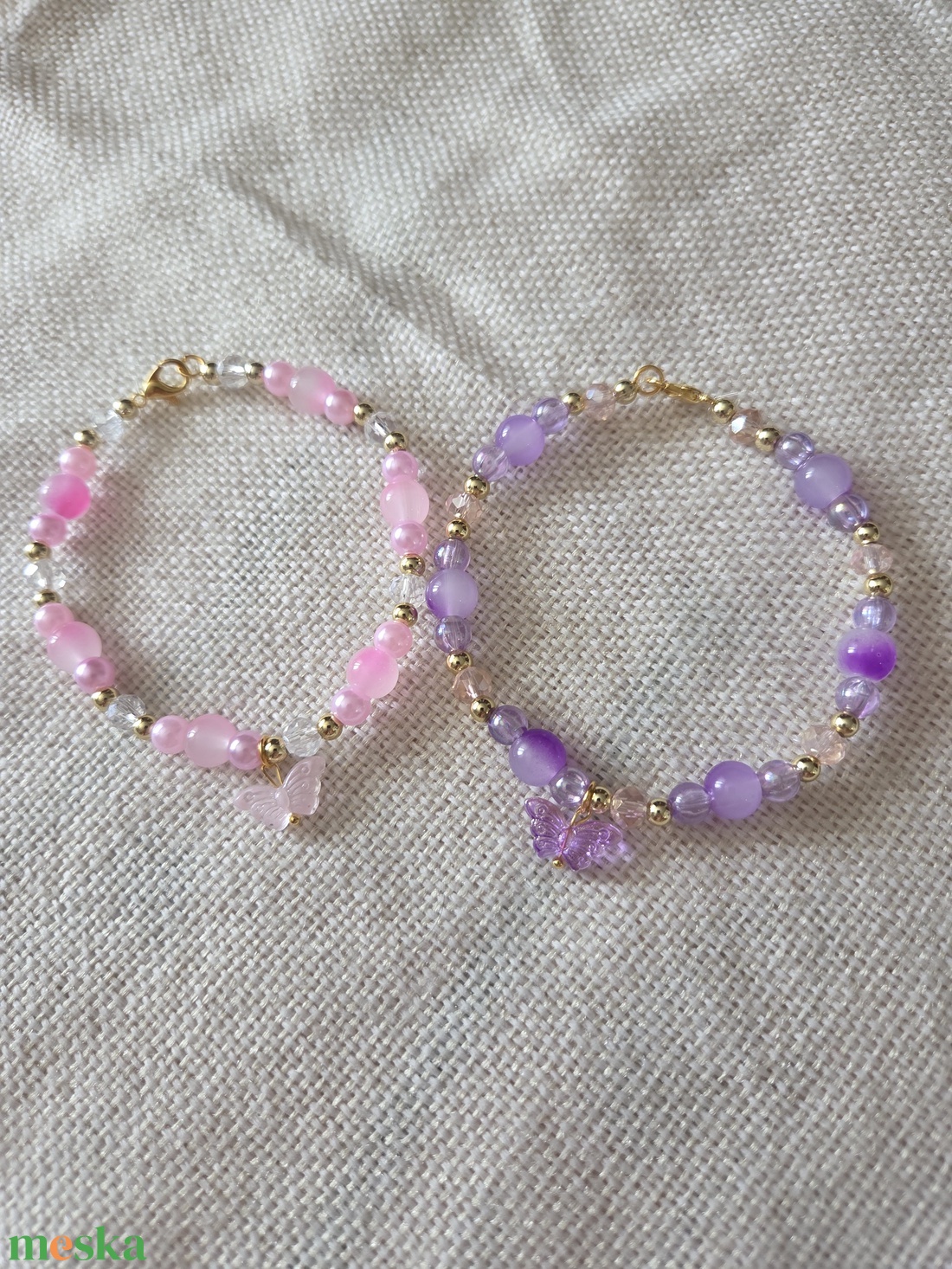 Tavaszi pillangó Orchidea gyöngyből készült karkötő - ékszer - karkötő - gyöngyös karkötő - Meska.hu