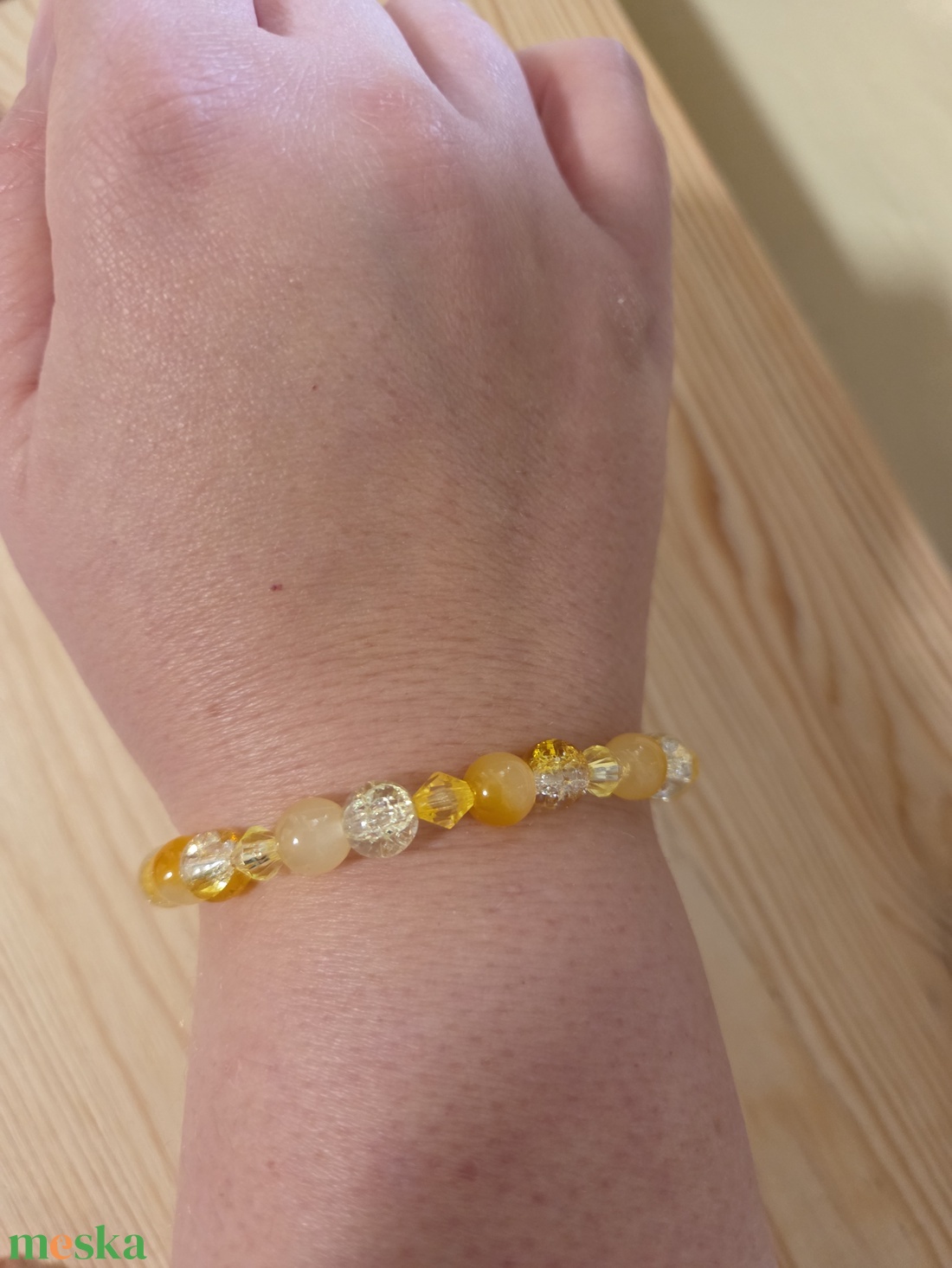 Sárga gyöngyös karkötő  - ékszer - karkötő - gyöngyös karkötő - Meska.hu