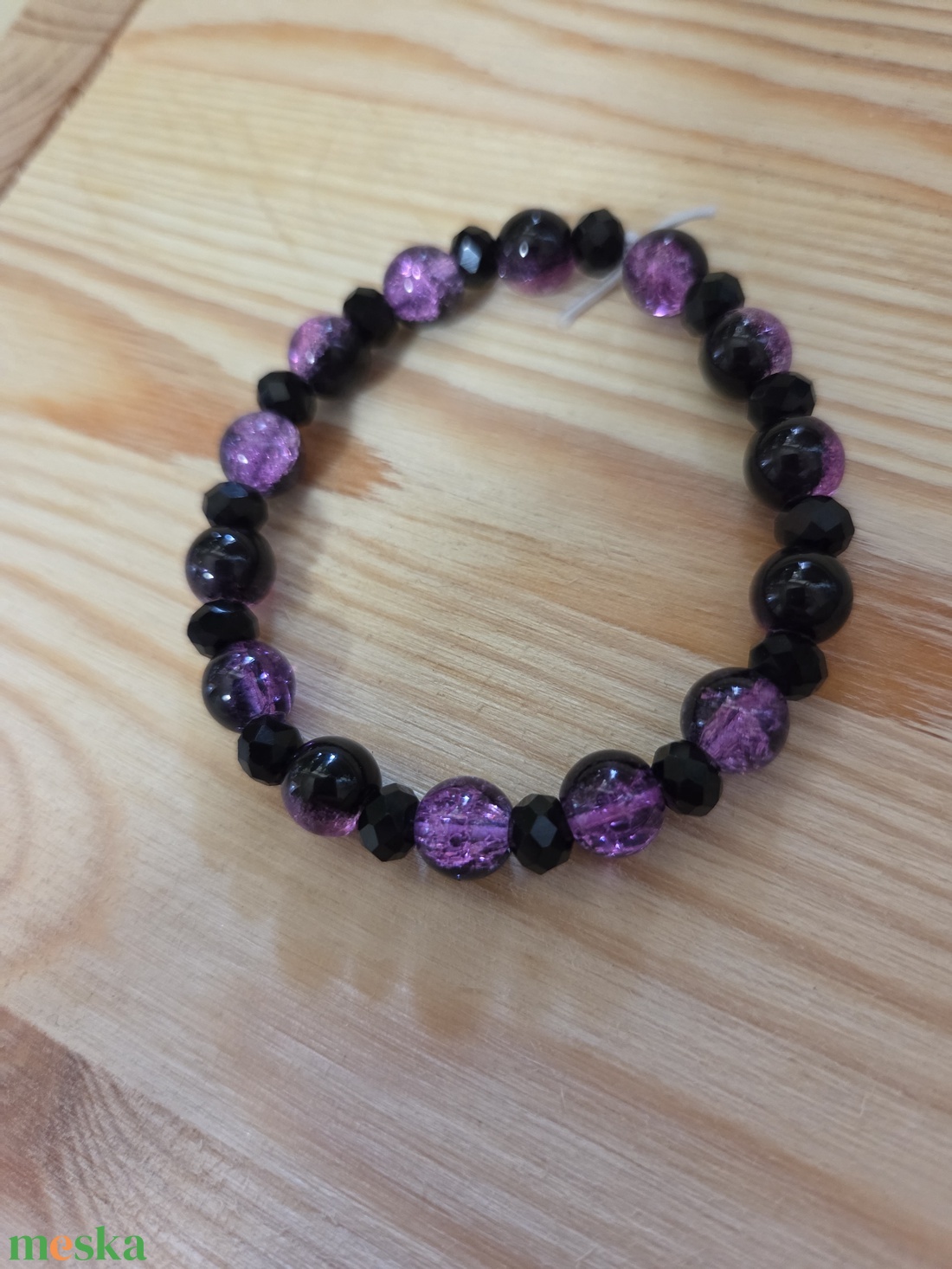 Angyalok és démonok karkötőszett Fekete-lila démon  - ékszer - karkötő - gyöngyös karkötő - Meska.hu