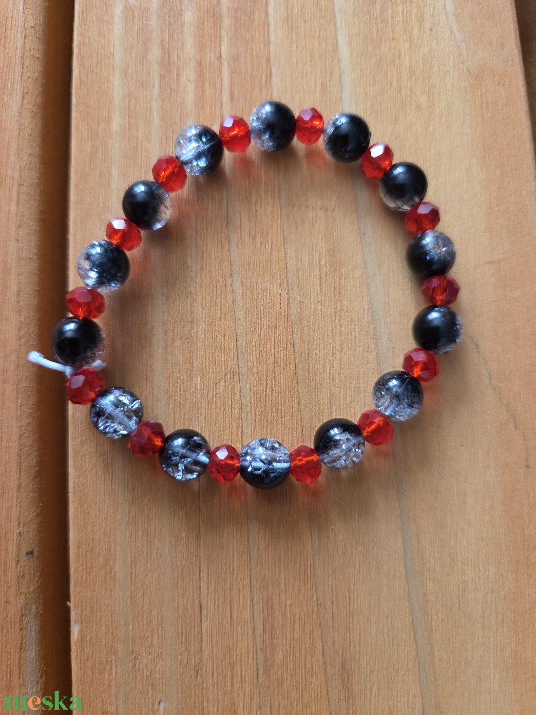 Angyalok és démonok karkötőszett Fekete-piros démon  - ékszer - karkötő - gyöngyös karkötő - Meska.hu