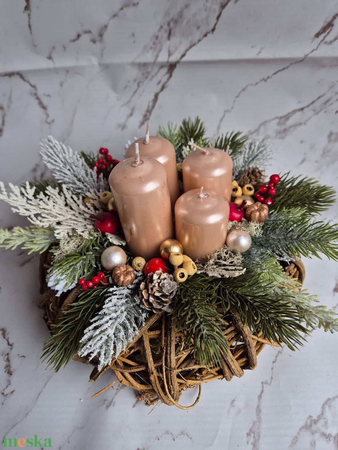 Adventi koszorú - esküvő - dekoráció - asztaldísz - Meska.hu