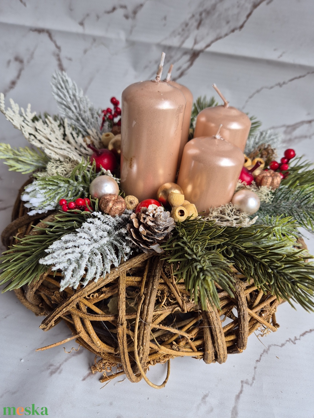 Adventi koszorú - esküvő - dekoráció - asztaldísz - Meska.hu