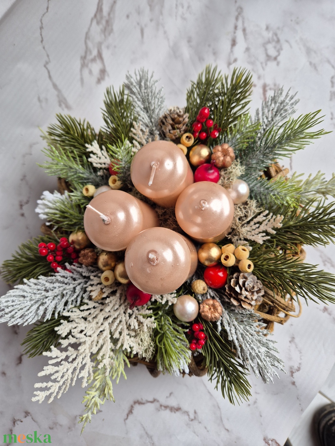 Adventi koszorú - esküvő - dekoráció - asztaldísz - Meska.hu