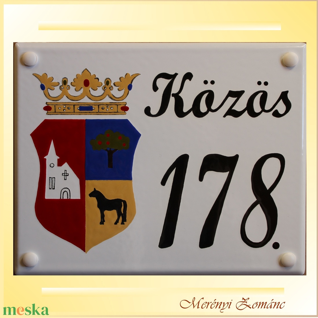 Házszámtábla. Utcanévtábla, tűzzománc. - otthon & életmód - ház & kert - házszám - Meska.hu