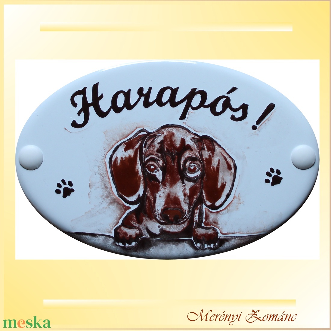 Harapós kutya tábla. - otthon & életmód - ház & kert - névtábla - Meska.hu