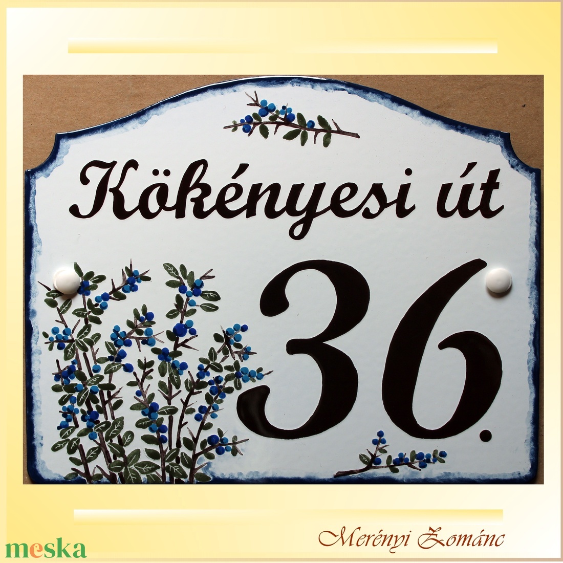 Tűzzománc házszámtábla. - otthon & életmód - ház & kert - házszám - Meska.hu