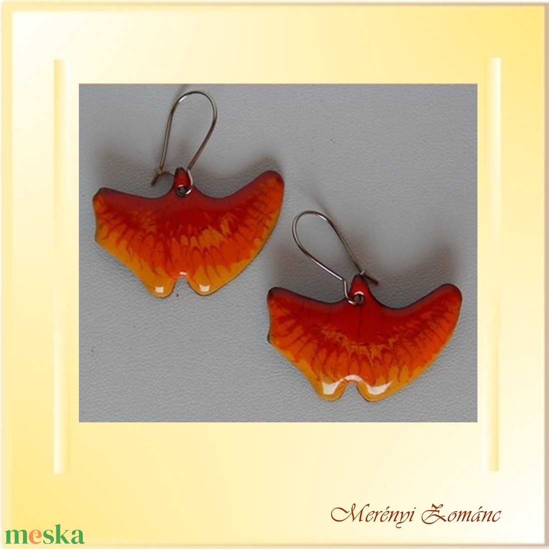 Tűzzománc fülbevaló - ékszer - fülbevaló - lógó fülbevaló - Meska.hu