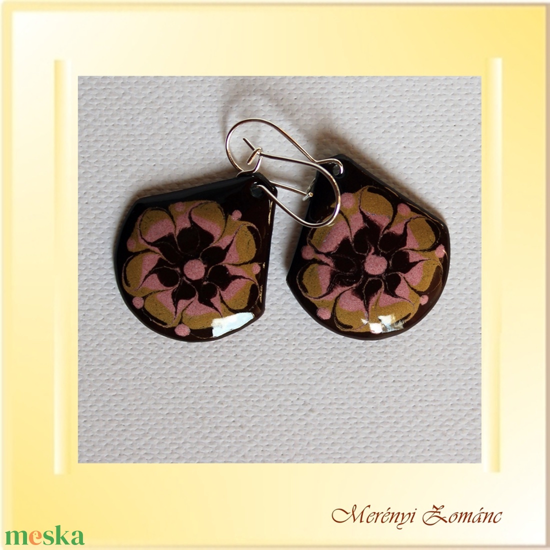 Tűzzománc fülbevaló. - ékszer - fülbevaló - lógó fülbevaló - Meska.hu