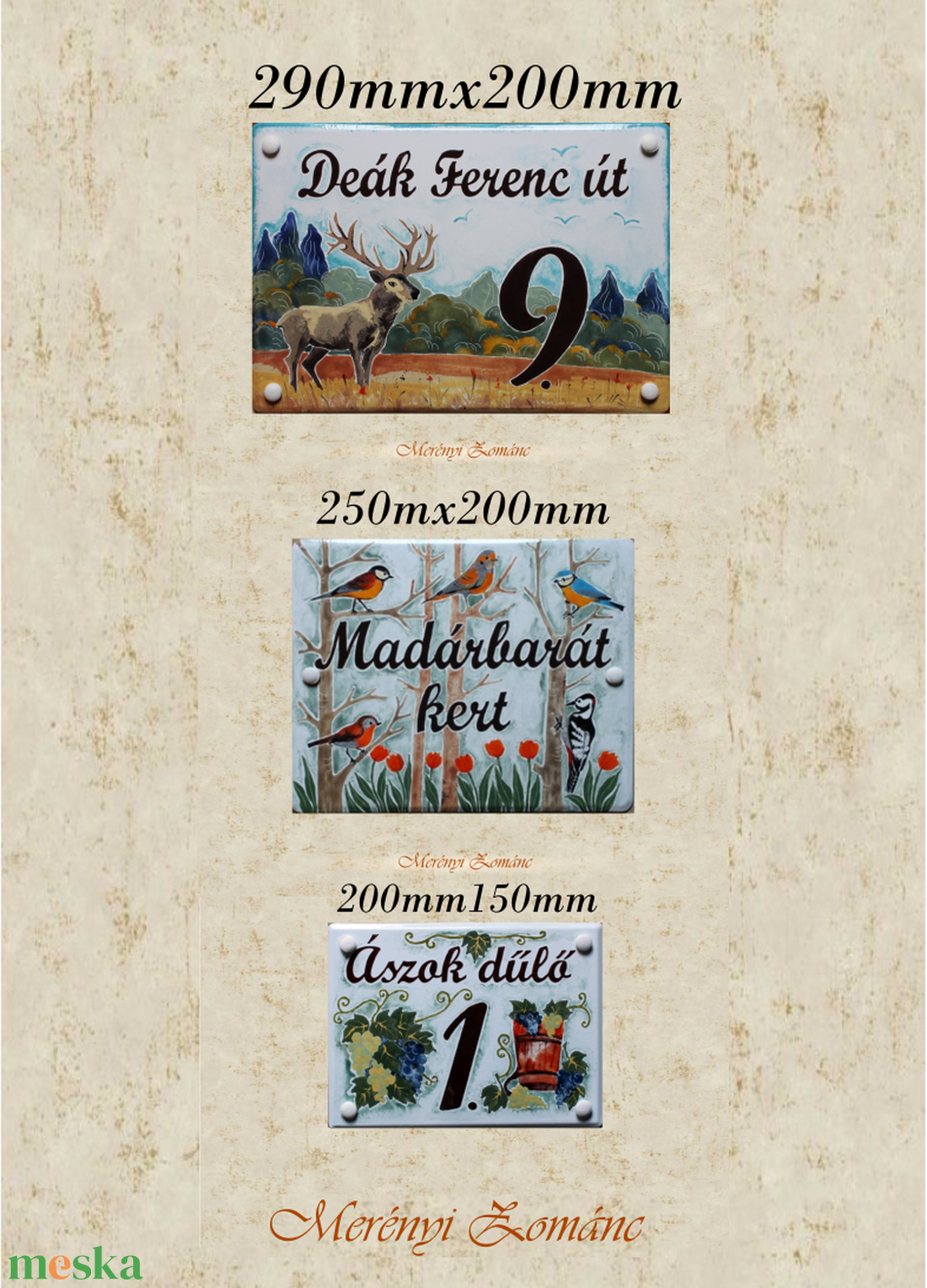 Tűzzománc házszám táblák. - otthon & életmód - ház & kert - házszám - Meska.hu