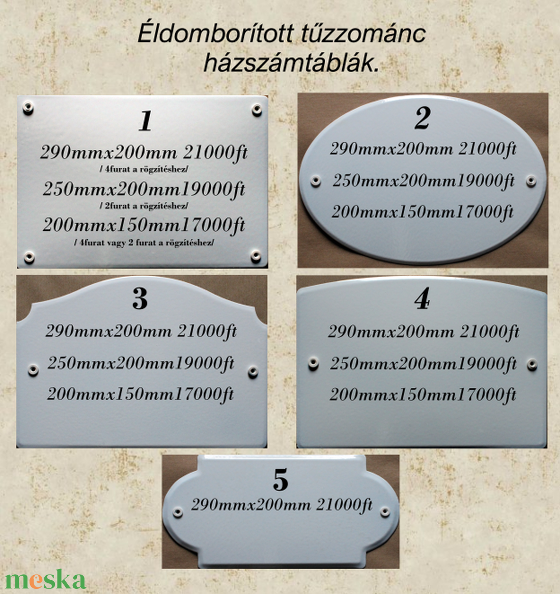 Tűzzománc házszám táblák. - otthon & életmód - ház & kert - házszám - Meska.hu