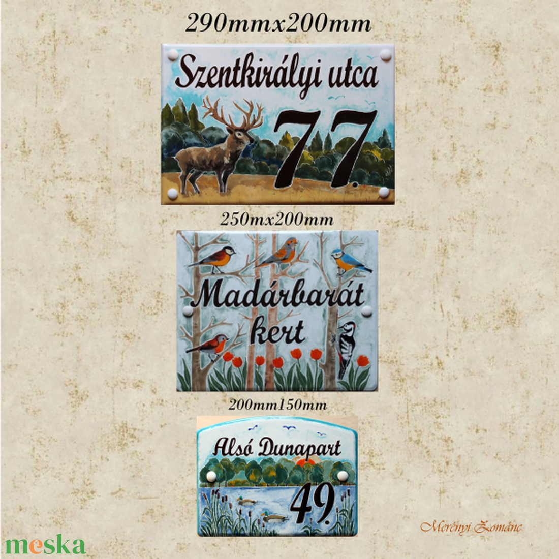 Tűzzománc házszám táblák. - otthon & életmód - ház & kert - házszám - Meska.hu