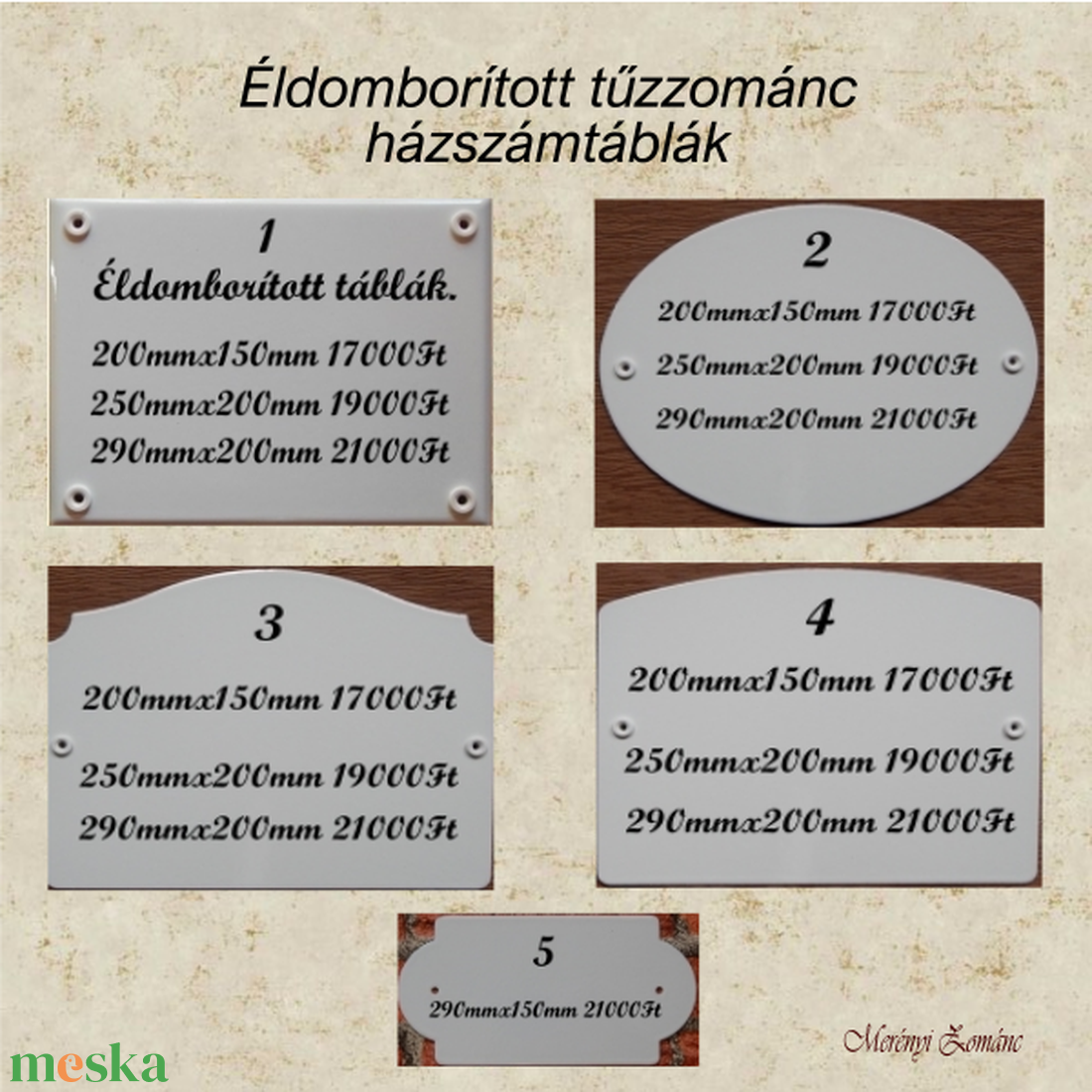 Tűzzománc házszám táblák. - otthon & életmód - ház & kert - házszám - Meska.hu