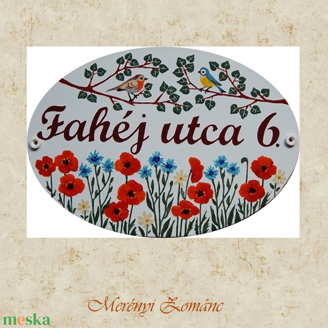 Tűzzománc házszám tábla. - otthon & életmód - ház & kert - házszám - Meska.hu
