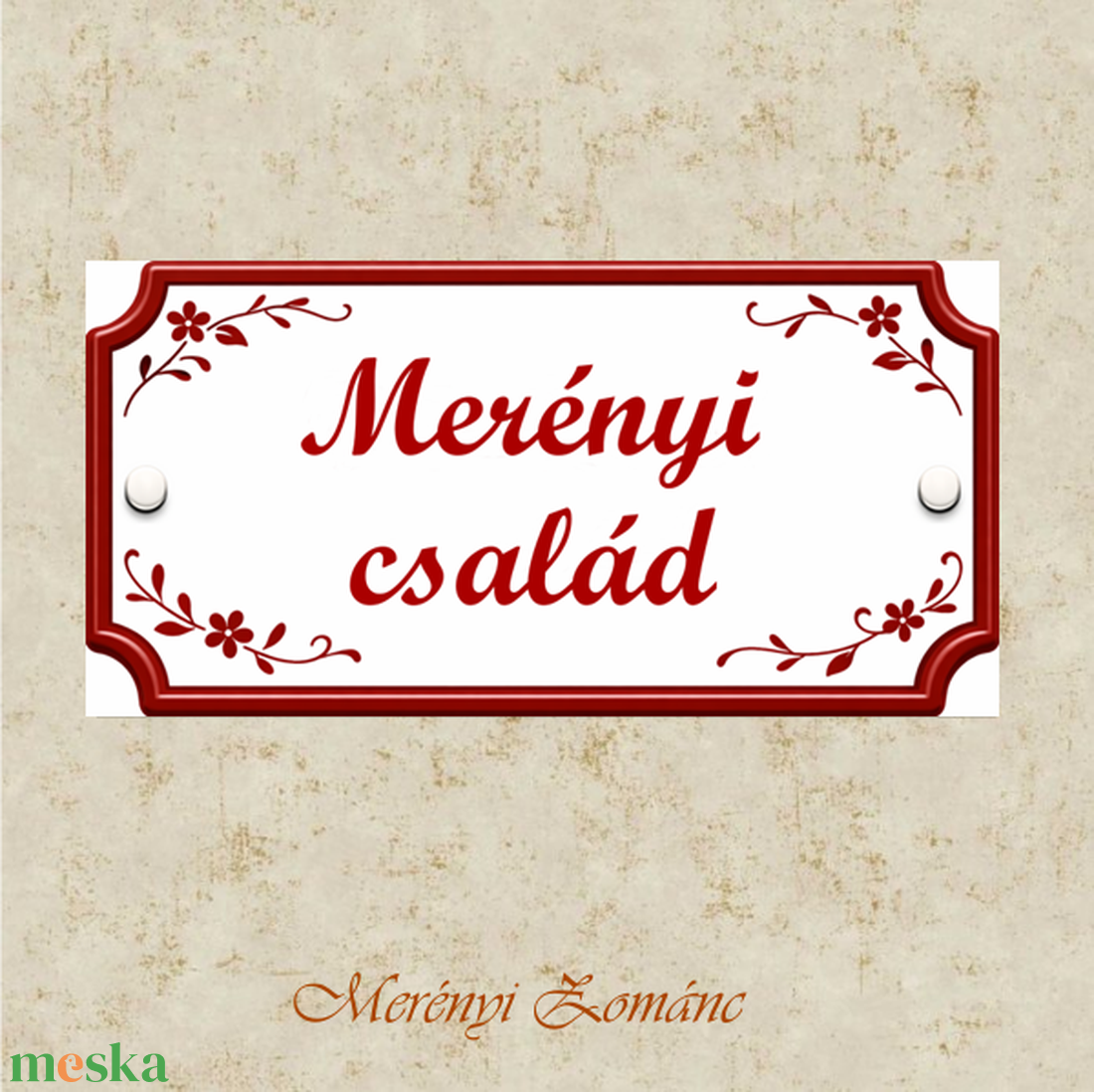 Tűzzománc névtábla. Mintatábla, ötletek erre a formára. - otthon & életmód - ház & kert - névtábla - Meska.hu
