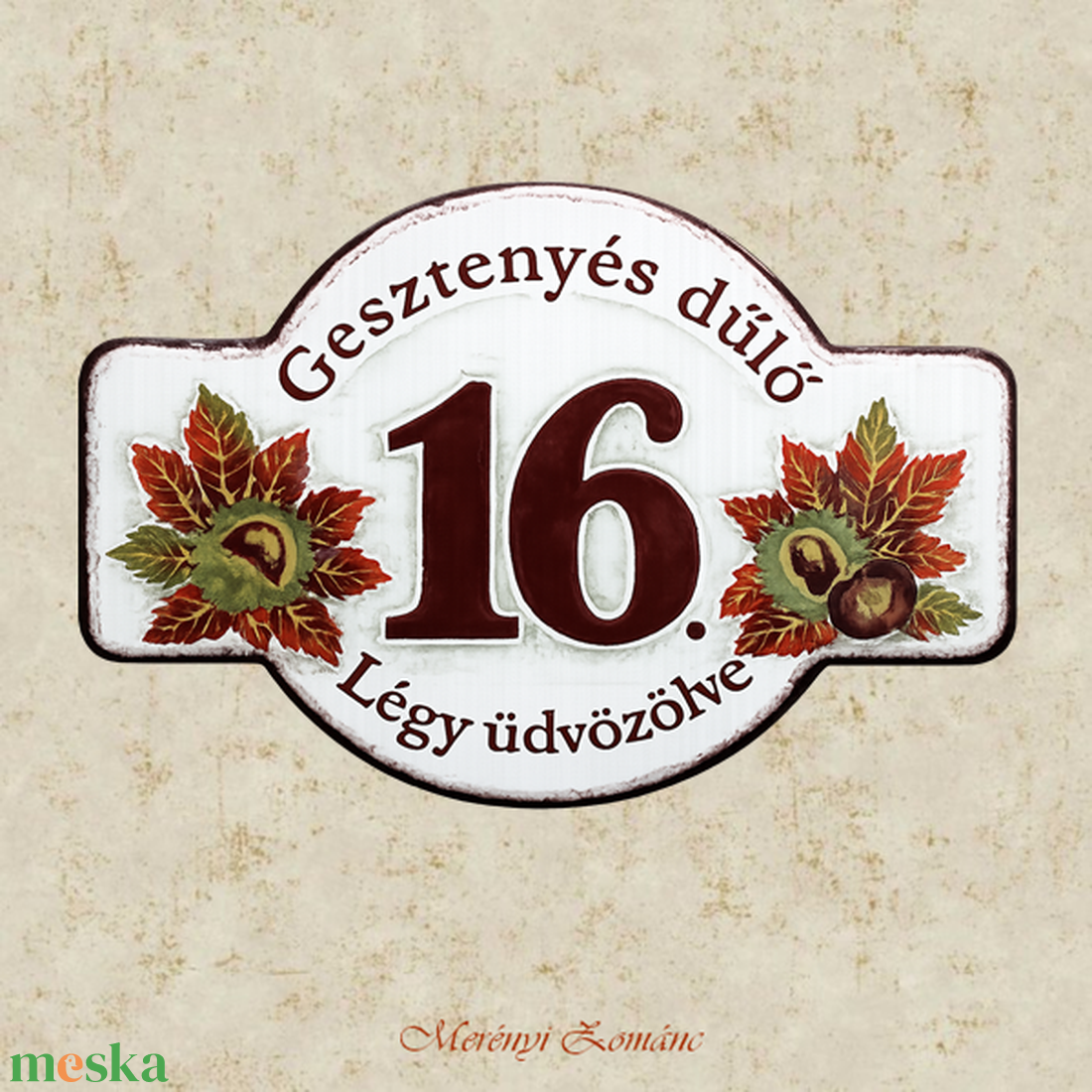 Tűzzománc házszám tábla.  - otthon & életmód - ház & kert - házszám - Meska.hu