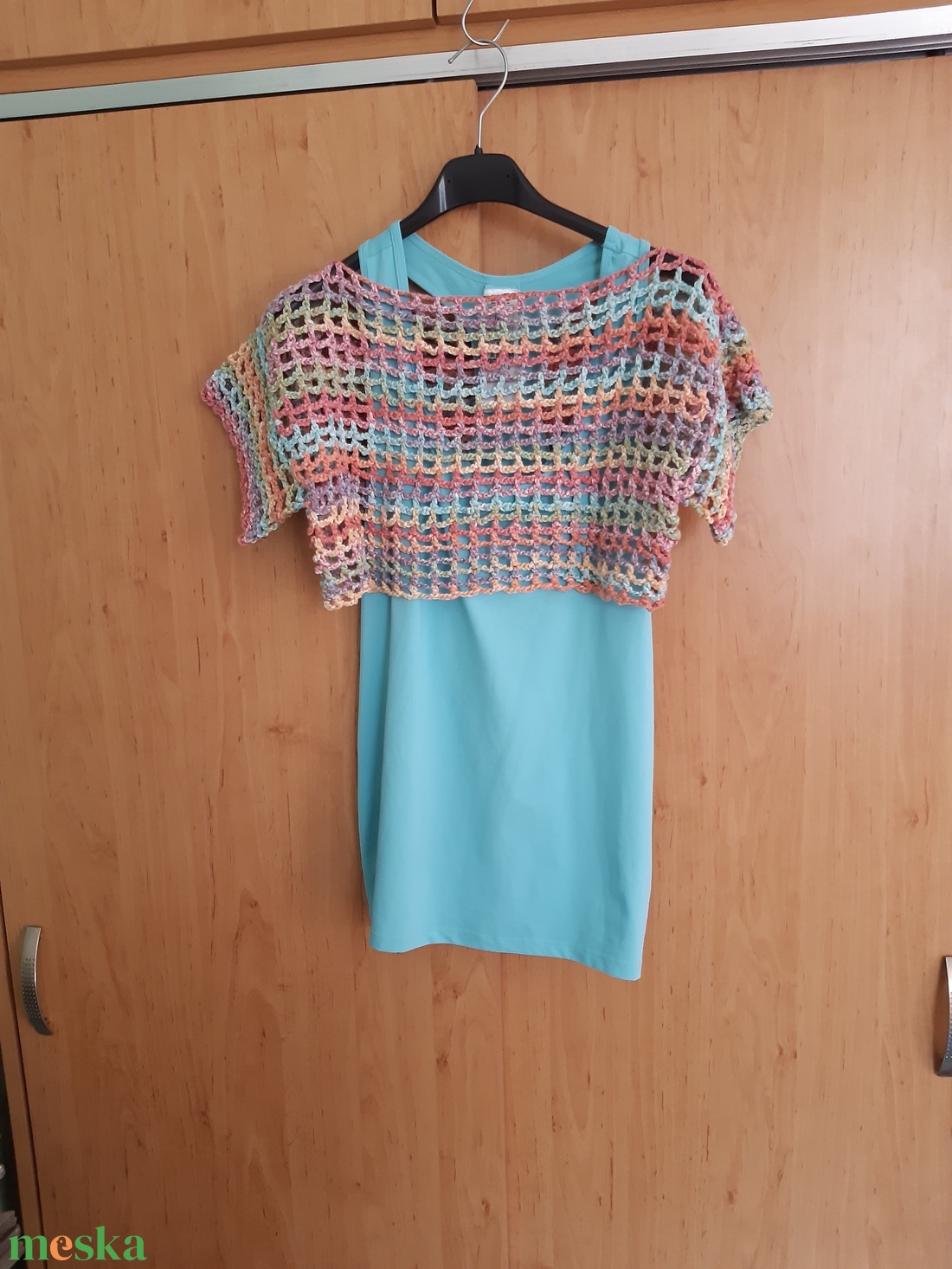 kézzel horgolt hálós, cropp top  - ruha & divat - női ruha - top - Meska.hu