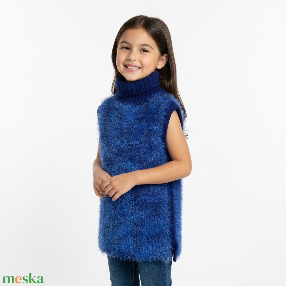 kézzel kötött, gyerek, kislány mellény - ruha & divat - gyerekruha - gyerek mellény - Meska.hu