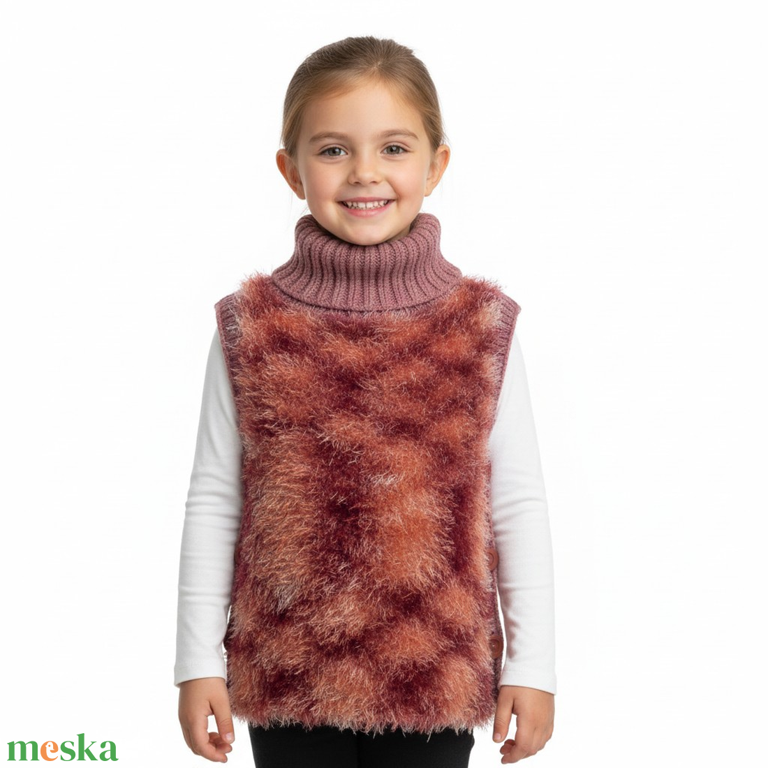 kötött, gyerek poncsó - ruha & divat - gyerekruha - gyerek mellény - Meska.hu